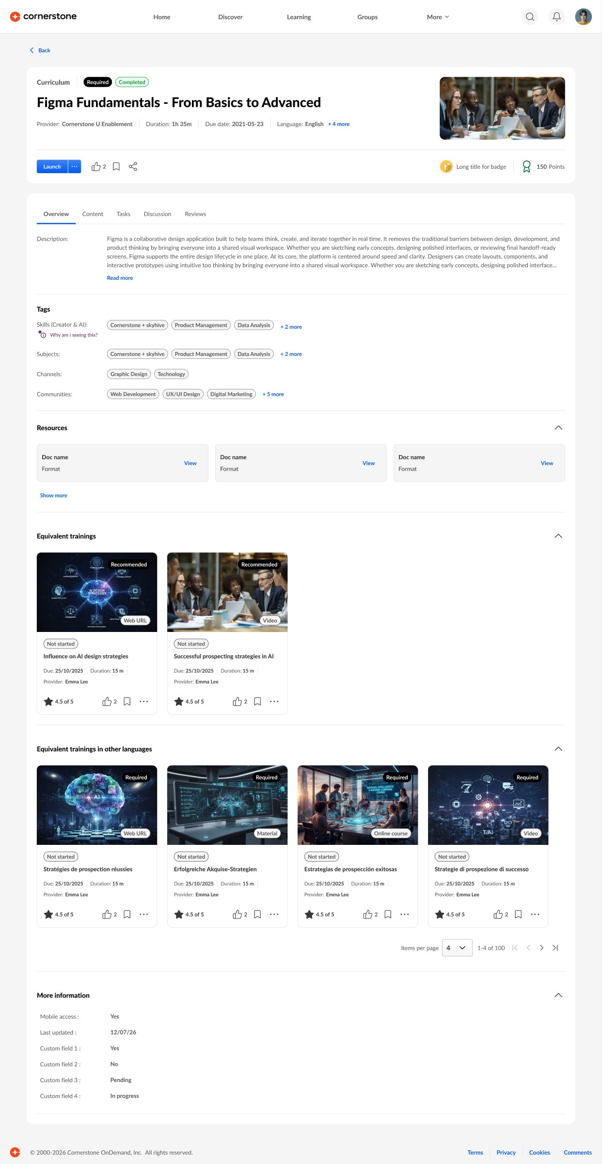 After: the new Universal Learning Details page